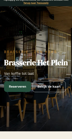 Schermafbeelding van voorbeeldontwerp Brasserie Het Plein